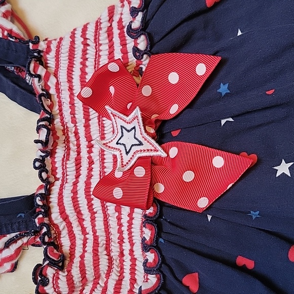 2T 4th of July Red White Blue Dress Patriotic Seersucker Top - Picture 2 of 6